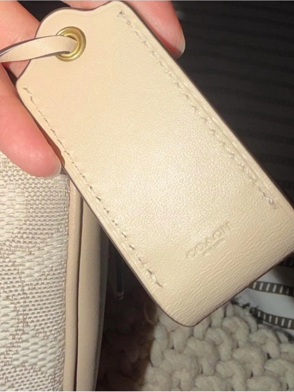 Coach Ruby Satchel 18 Beige and Cream Signature Jacquard Satchel with Strap